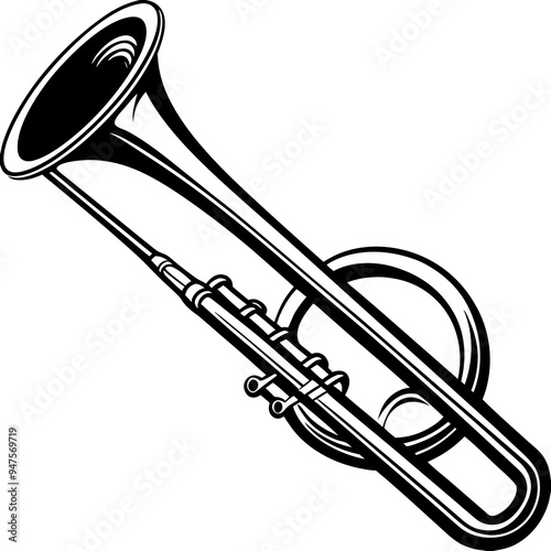 Trombone Black Silhouette Black Vector