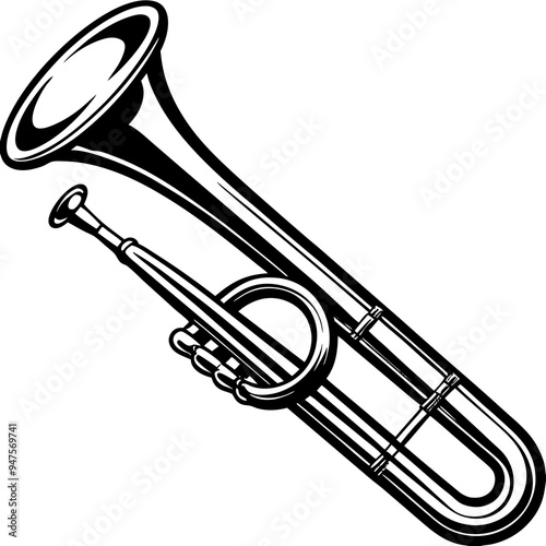 Trombone Black Silhouette Black Vector