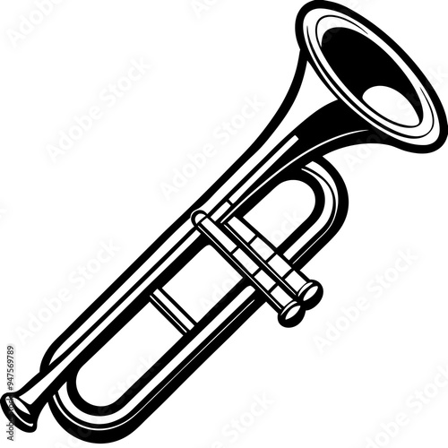 Trombone Black Silhouette Black Vector