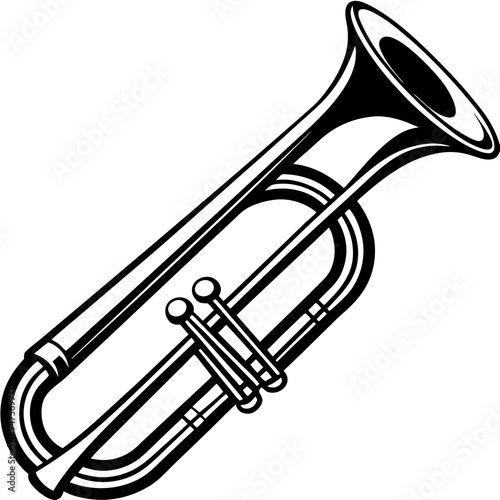 Trombone Black Silhouette Black Vector