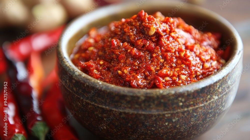 Spicy Chili Paste in a Bowl Spicy Chili Paste in a Bowl