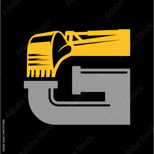 Letter G Excavator Plumbing logo desain .