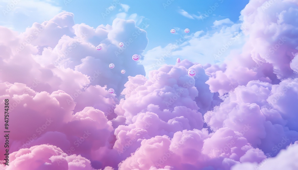 Soft pastel clouds with laughing emojis floating, creating a dreamy and light-hearted atmosphere. Soft pastel clouds with laughing emojis floating, creating a dreamy and light-hearted atmosphere.