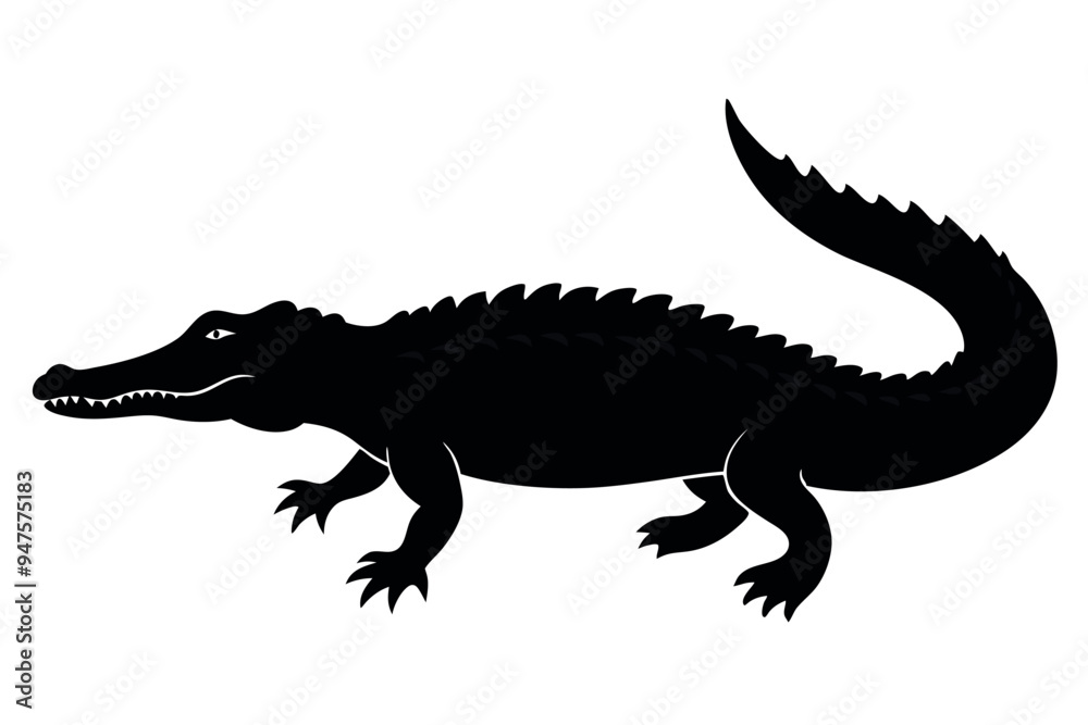 Crocodile silhouette vector illustration.
Crocodile silhouette vector illustration.