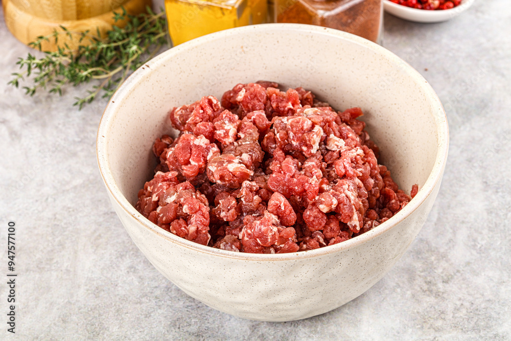 Raw beef minced meat for cooking Raw beef minced meat for cooking