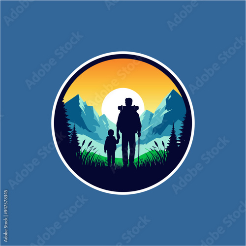 hiking camping mountain jungle outdoor logo design