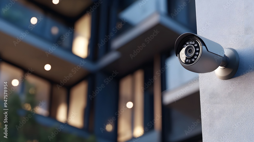 Security Camera on Modern Building Exterior Security Camera on Modern Building Exterior