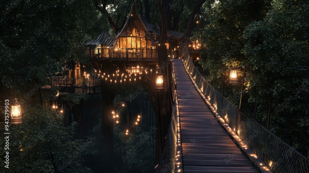 Enchanted Treehouse with Bridge Enchanted Treehouse with Bridge