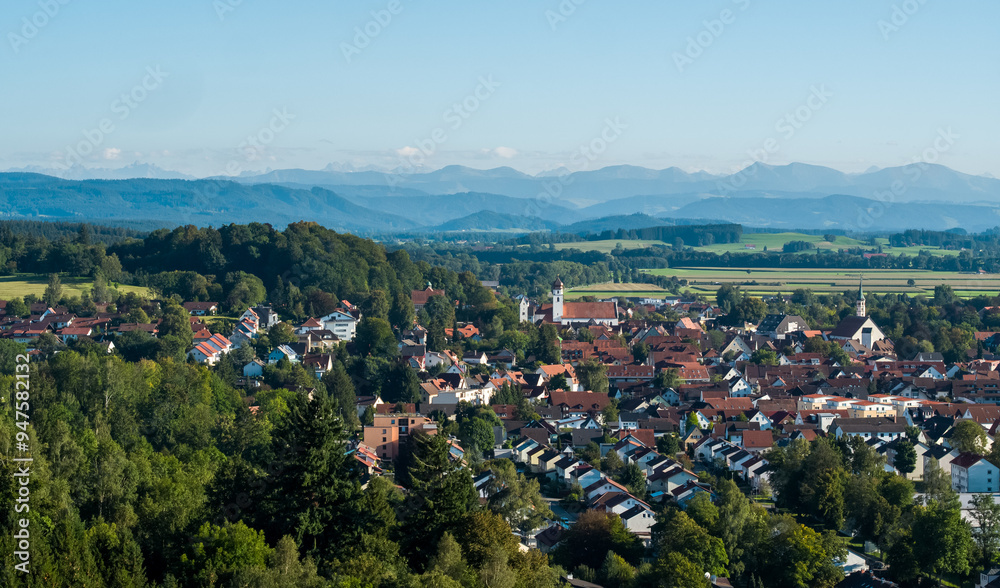 View of Leutkirch im Allgäu and the German Alps View of Leutkirch im Allgäu and the German Alps