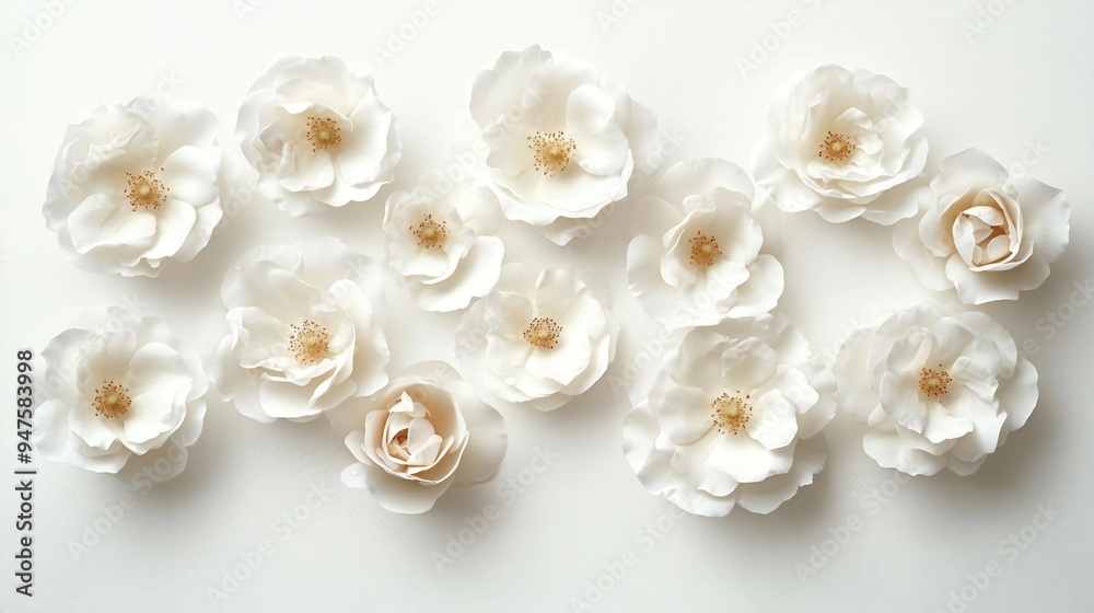 Rose-Filled Rectangular Beauty - Top View Floral Textured Monochrome Background Rose-Filled Rectangular Beauty - Top View Floral Textured Monochrome Background