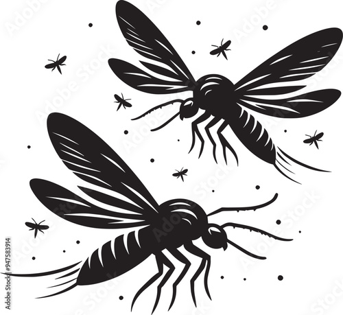 Beautiful firefly insect silhouette illustration isolated on a white background