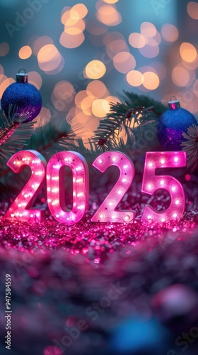 New Years Eve 2025 Celebration Background, Winter Holiday Bokeh Lighting Wallpaper, Christmas Xmas Party Colorful Lights Decorations