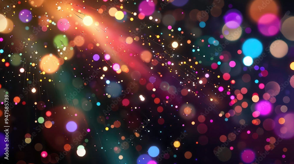 A vibrant abstract background with out-of-focus colorful lights and shimmering dust particles. A vibrant abstract background with out-of-focus colorful lights and shimmering dust particles.