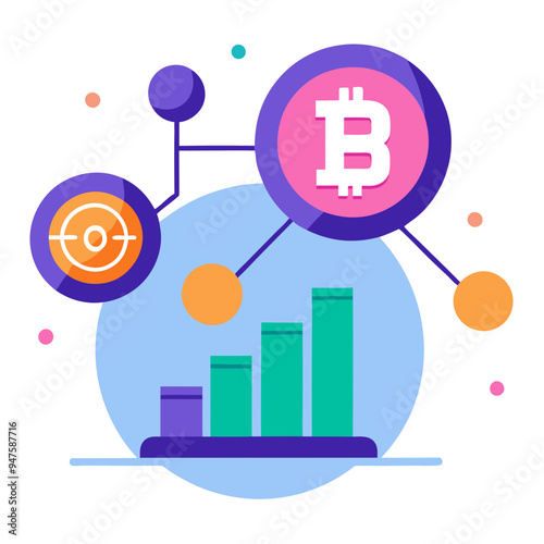 market, analysis, virtual, currency vector art illustartion 