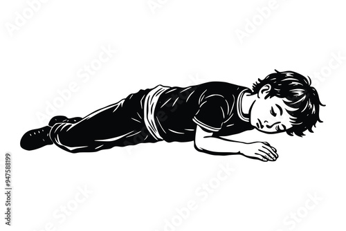 Kid Lying Down - Relaxed Child in Restful Pose, vector Illustration