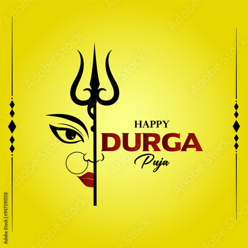 This beautiful and attractive banner for Hindu mythological event Happy Durga Puja.