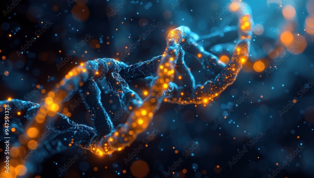 A 3D rendering of a DNA double helix. A 3D rendering of a DNA double helix.