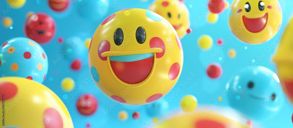 Playful polka dots and cheerful emojis, creating a fun and festive atmosphere.