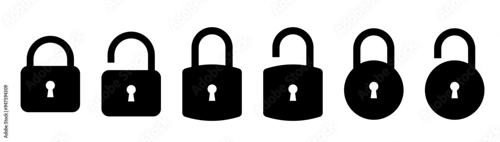 Lock icons set. Locked and unlocked lock icon. Vector illustration. Lock icons set. Locked and unlocked lock icon. Vector illustration.