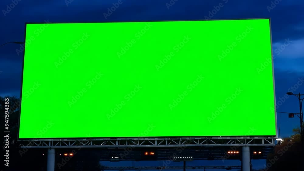 Chroma Key Timelapse: Blank Green Billboard with Copy Space and Green Screen Chroma Key Timelapse: Blank Green Billboard with Copy Space and Green Screen