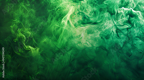 Abstract Green Smoke and Mist on Dark Background with Ethereal Swirling Pattern,s, Perfect for Mysterious and Atmospheric Design,Green steam on a black background