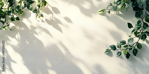 Minimalistic gray shadow of the leaves on a white wall light background. neutral nature concept background with blurred foliage shadow on a white wall with space for text