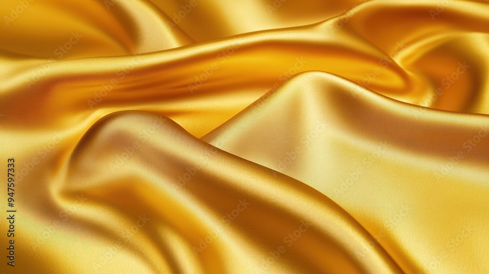 Closeup of rippled yellow satin fabric texture background. Luxurious background design
Closeup of rippled yellow satin fabric texture background. Luxurious background design