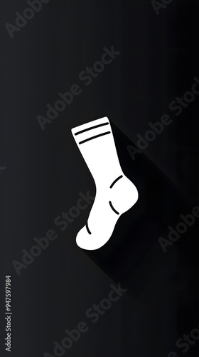 A sock icon, white color, simple and elegant photo