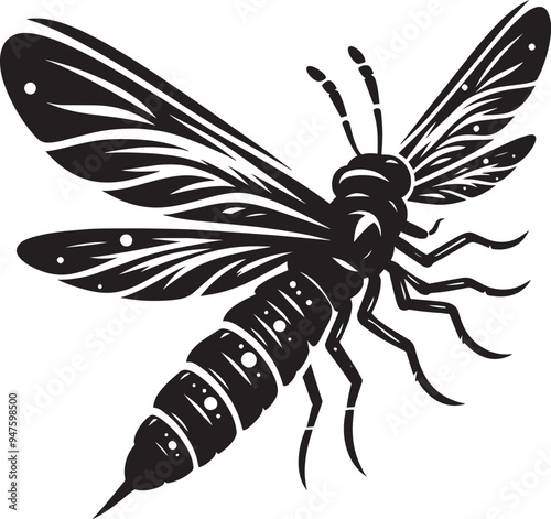 Beautiful firefly insect silhouette illustration isolated on a white background