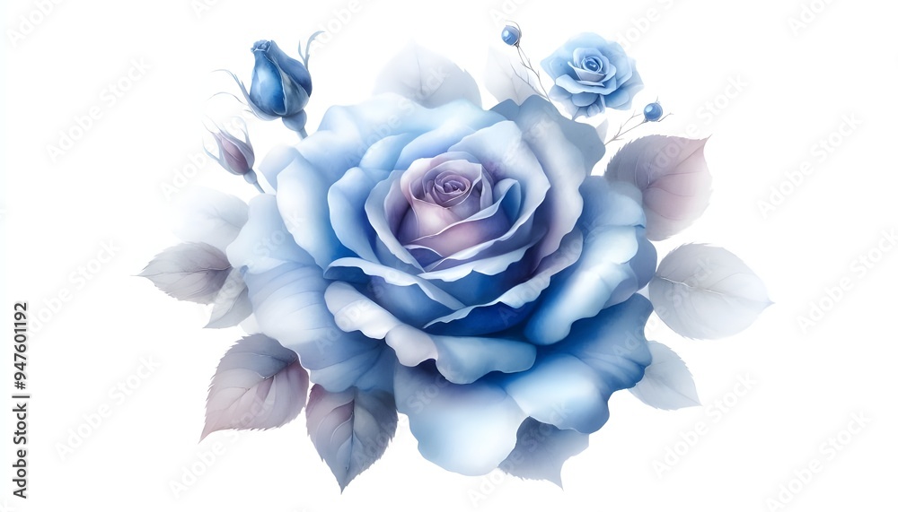 PNG Elegant watercolor blue rose PNG Elegant watercolor blue rose