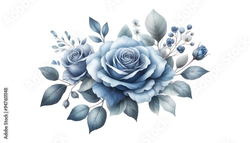PNG Elegant watercolor blue rose