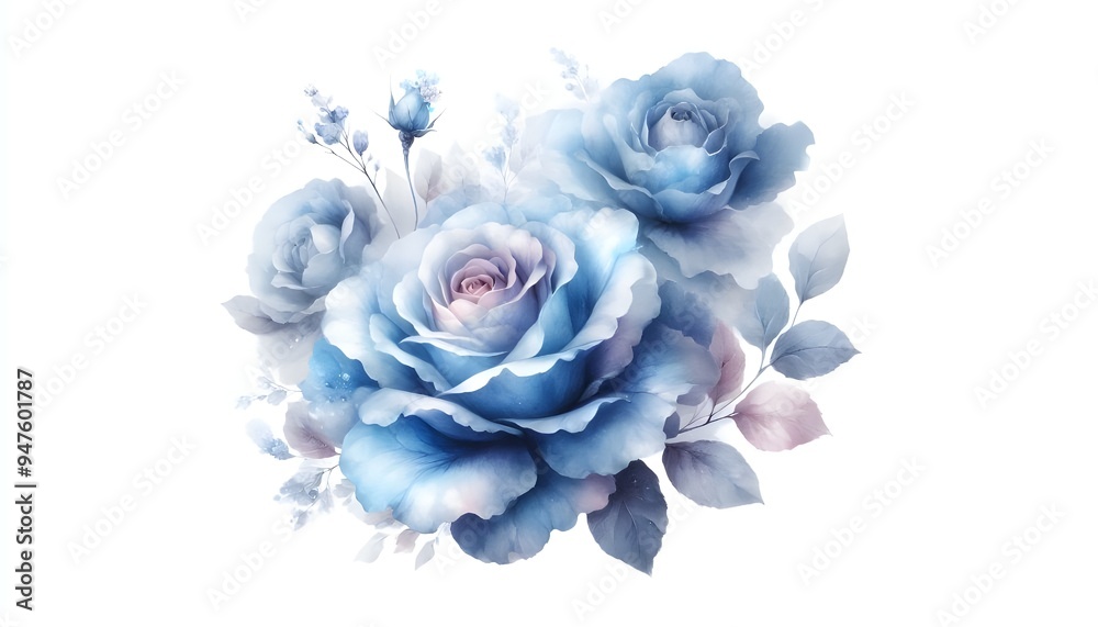 PNG Elegant watercolor blue rose PNG Elegant watercolor blue rose