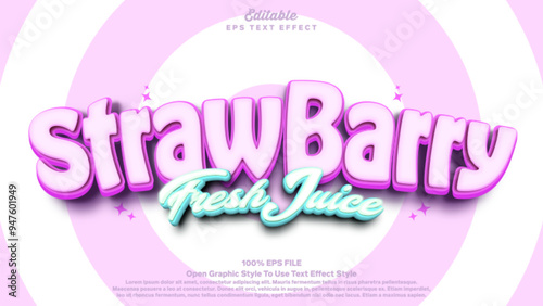 Strawberry words 3d bold text effect theme.