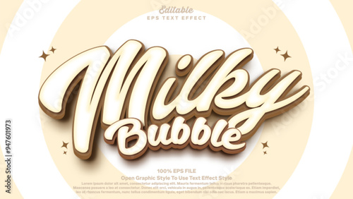 Milk Bubble 3d editable text effect, bubble tea theme.