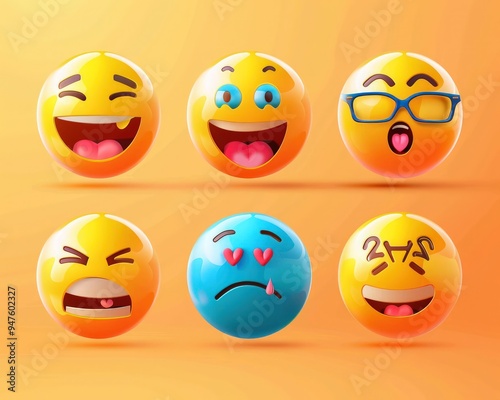 Lively and funny emoji reactions, ideal for social media, designed in high-resolution vector illustration.