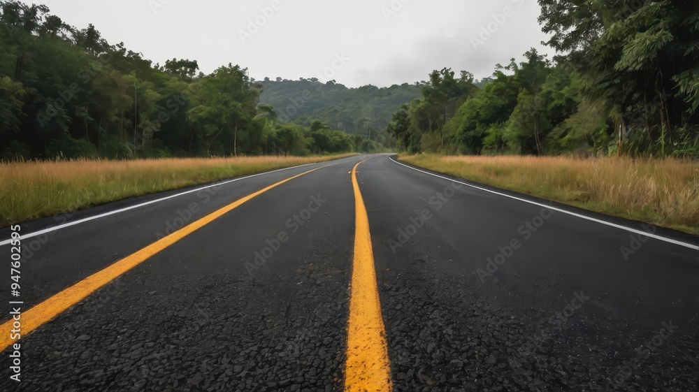 Fototapeta premium Isolated asphalt road PNG on white or transparent 