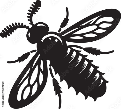 Beautiful firefly insect silhouette illustration isolated on a white background