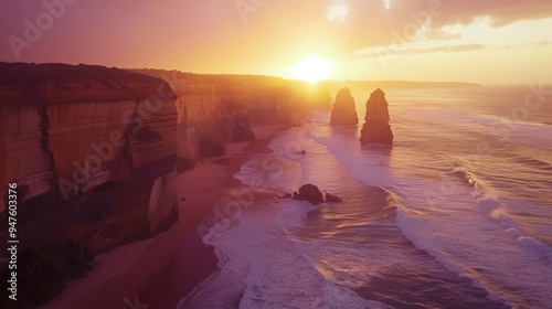 Sunset over the Twelve Apostles, Australia photo