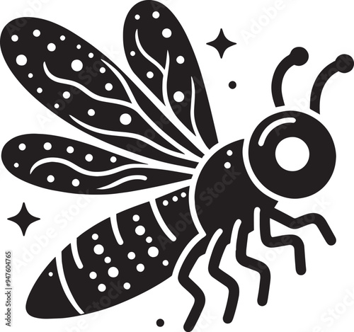 Beautiful firefly insect silhouette illustration isolated on a white background