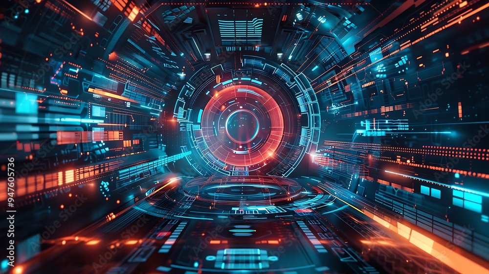 Obraz premium Abstract Neon Tunnel