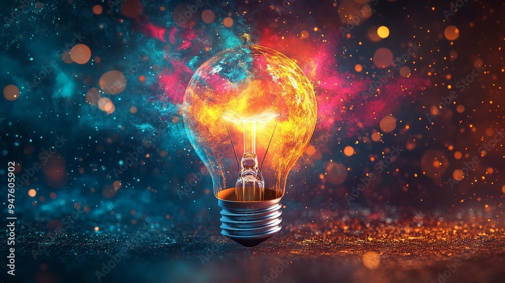 Explosive Light Bulb Representing Creative Breakthrough Explosive Light Bulb Representing Creative Breakthrough