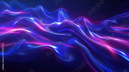 Abstract Wavy Background with Vibrant Blue and Purple Hues