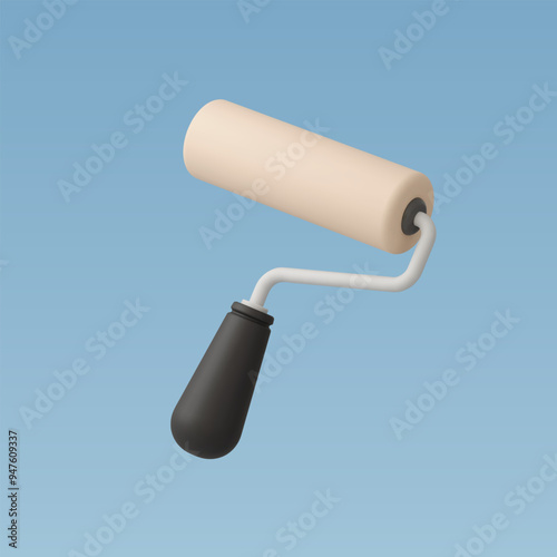 3d Realistic Paint roller vector illustration