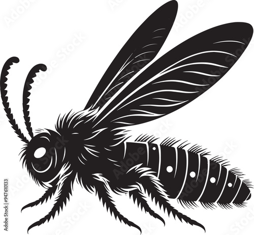 Beautiful firefly insect silhouette illustration isolated on a white background