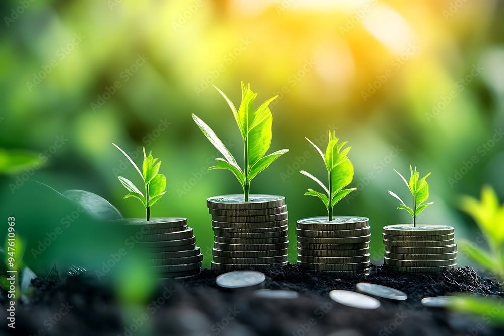 Growing Money: Plant, Coins, and Investment Growth Growing Money: Plant, Coins, and Investment Growth