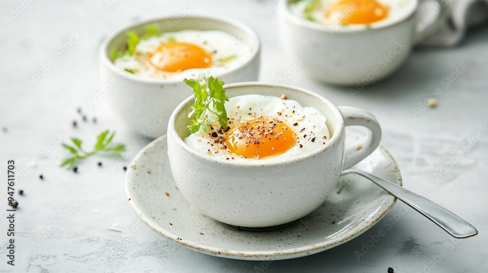 Perfectly Soft Boiled Eggs for Breakfast on White Background with Selective Focus for a Clean and Tasty Meal Presentation Perfectly Soft Boiled Eggs for Breakfast on White Background with Selective Focus for a Clean and Tasty Meal Presentation