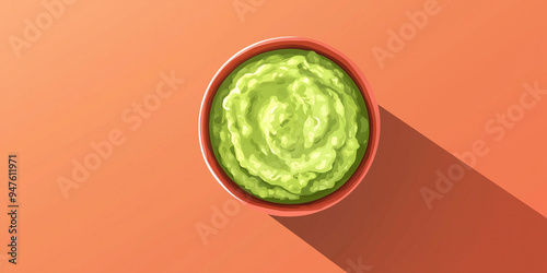 Guacamole in a small bowl, no garnishes or toppings