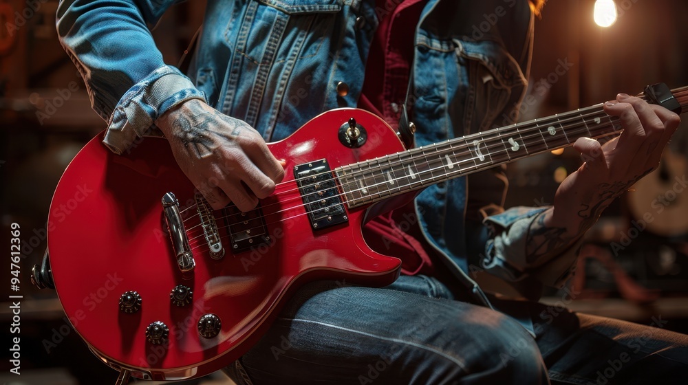 Obraz premium The red electric guitar