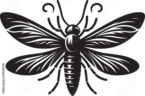 Beautiful firefly insect silhouette illustration isolated on a white background