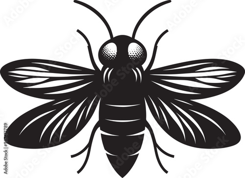 Beautiful firefly insect silhouette illustration isolated on a white background